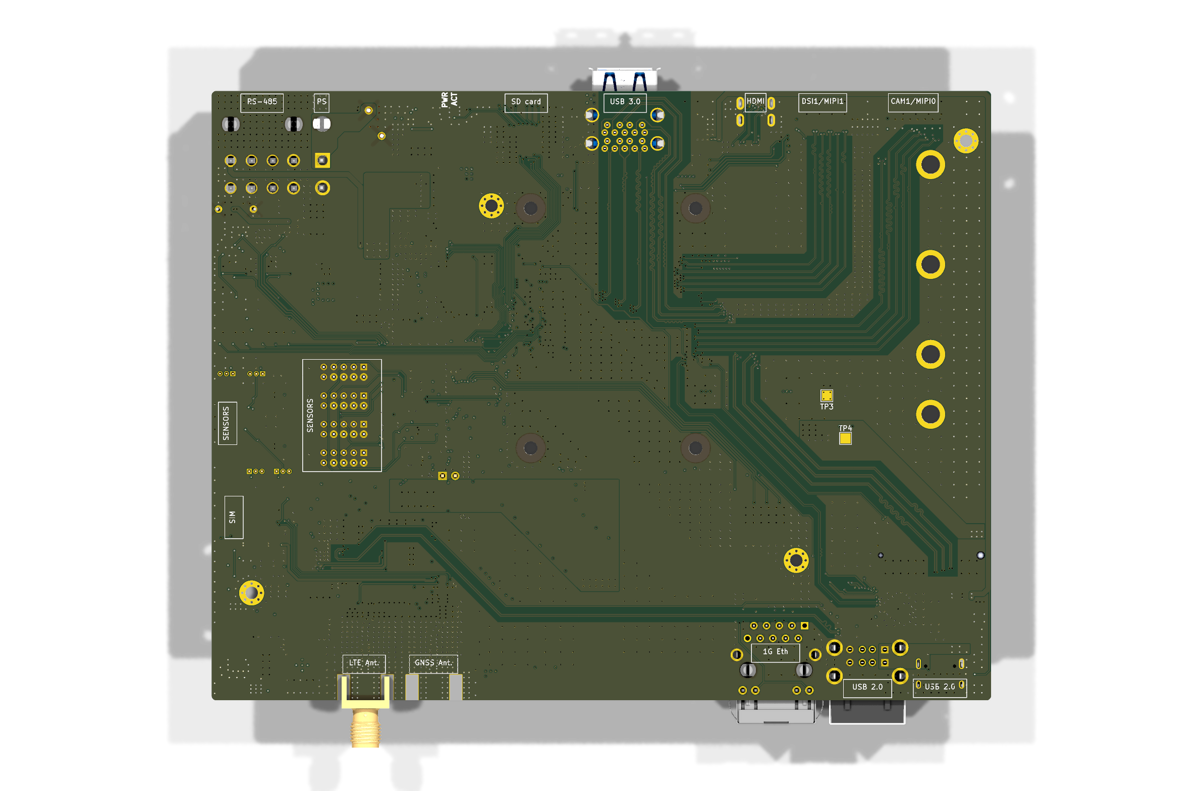 CM4 / CM5 Gateway Carrier Board — bottom view