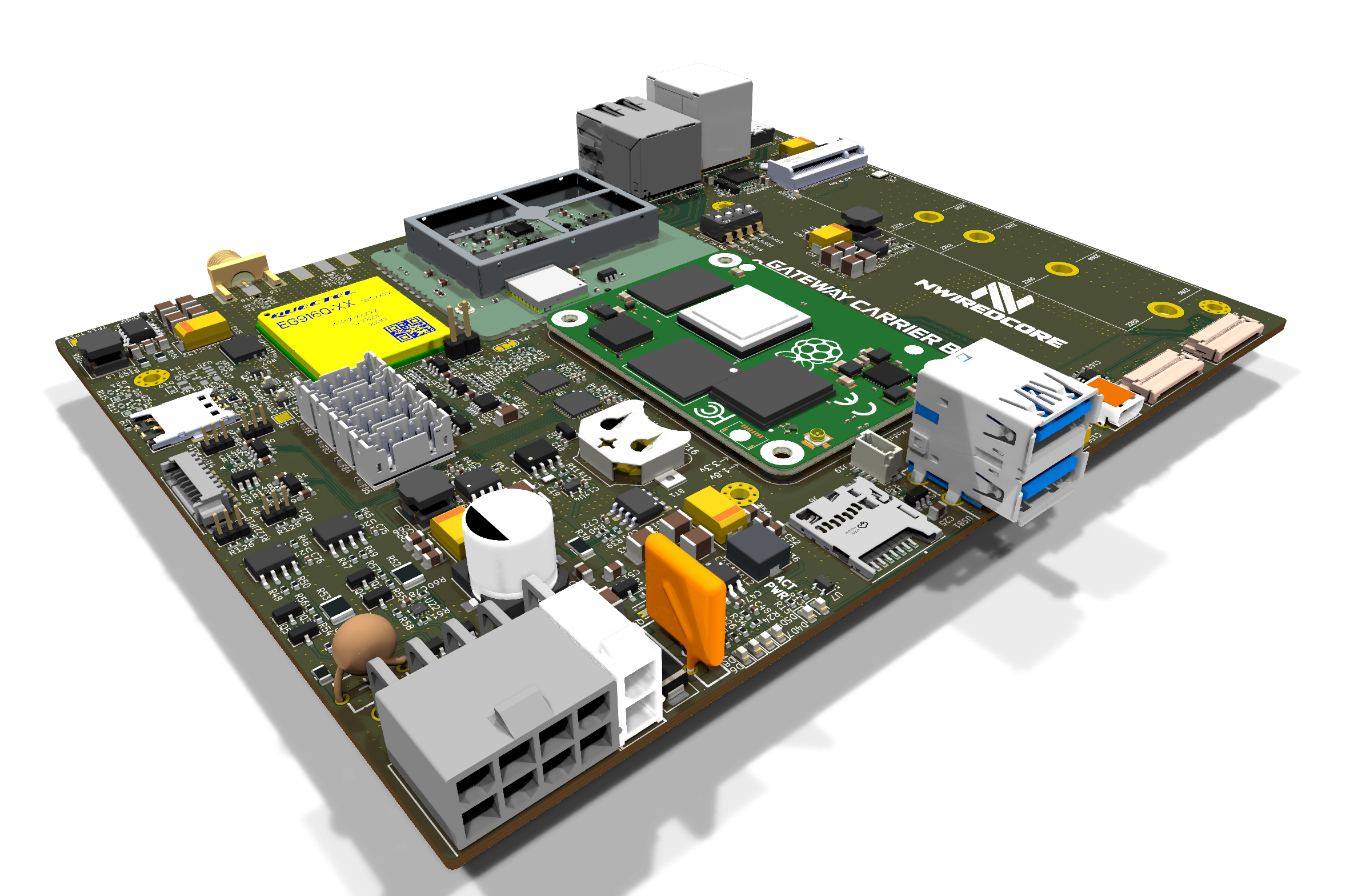 NWIREDCORE LoRa Hub installed on the CM4 / CM5 Gateway Carrier Board